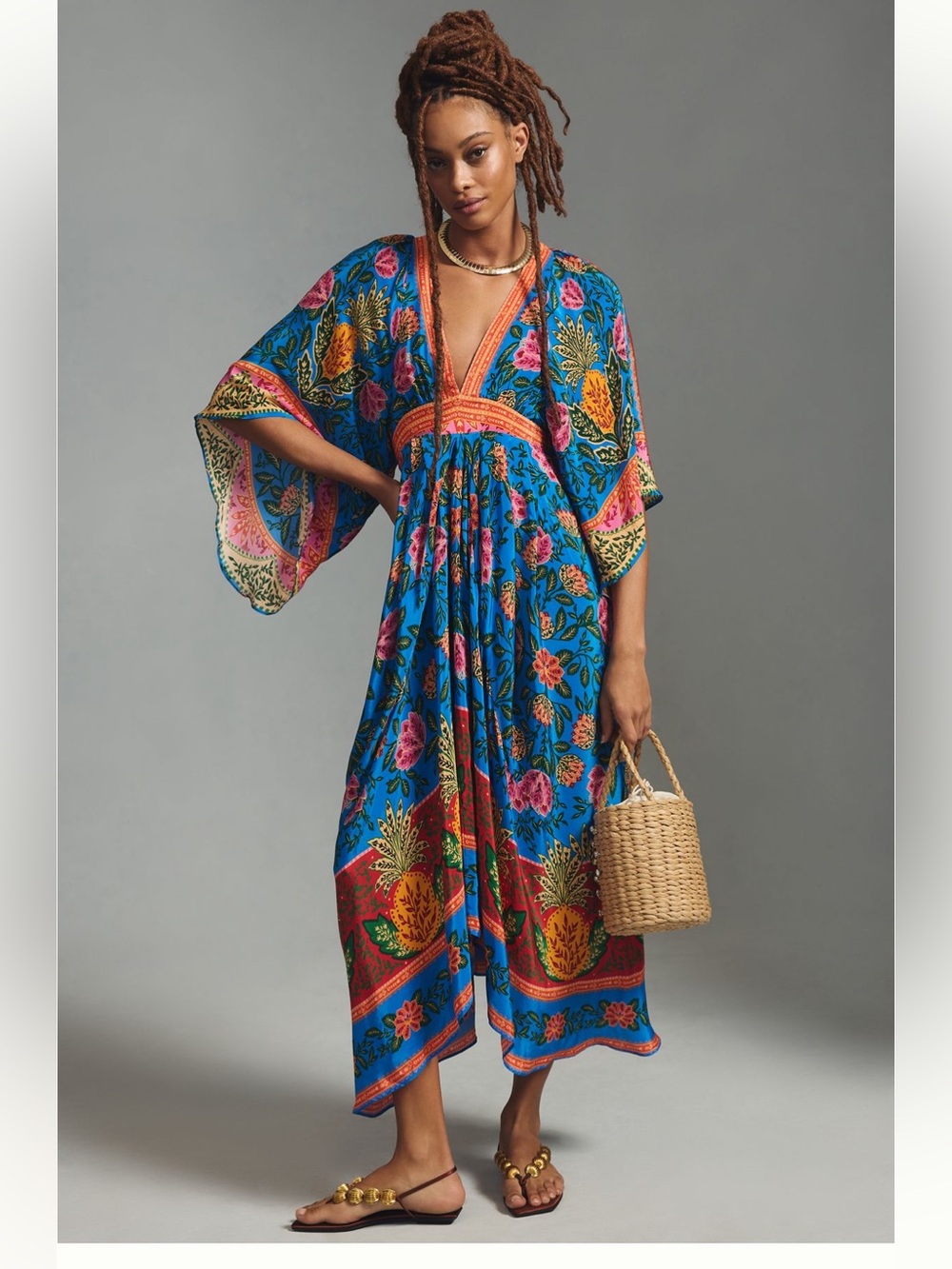 FARM RIO Pineapple Garden Kaftan dress